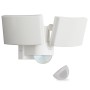 Weißer Oktaplex LED Außenstrahler mit Bewegungsmelder, schwenkbar, 40W, IP65.