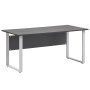 Schildmeyer Schreibtisch Serie 1500 in Anthrazit-Grau mit silbernem Metallfußgestell.