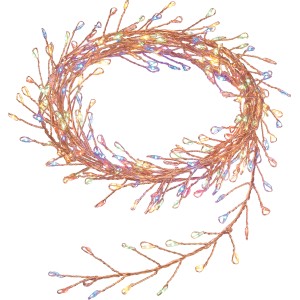 LED-Drahtlichterkette mit 240 bunten LEDs und transparentem Kabel für Innen- und Außenbereiche.