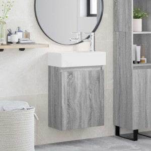 vidaXL Badezimmer Waschtischunterschrank mit Wasserhahn Grau Sonoma 889457
