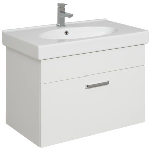Pelipal Quickset 312 Badmöbel-Set, weiß, mit Waschbecken und Unterschrank.