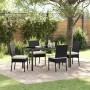 Schwarze vidaXL Garten Essgruppe, 5-teilig, Poly Rattan mit Tisch und 4 Stühlen.