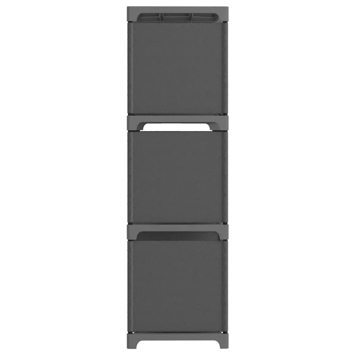 Graues VidaXL Würfel-Regal mit 9 Fächern aus Stoff, 103x30x107,5 cm.