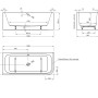 Technische Zeichnung der Ottofond Spirit Eckbadewanne 180x80 cm (rechts) mit Maßangaben.
