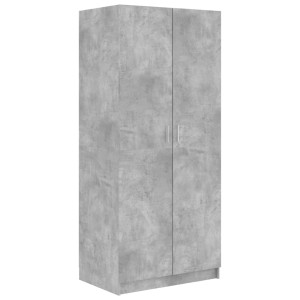 vidaXL Kleiderschrank, Betongrau, 80x52x180 cm, Holzwerkstoff, mit zwei Türen.