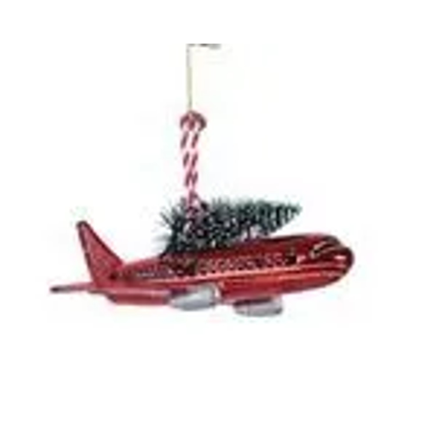 Kaemingk Christbaumschmuck Flugzeug Glas 15 cm Rot 1 Stueck