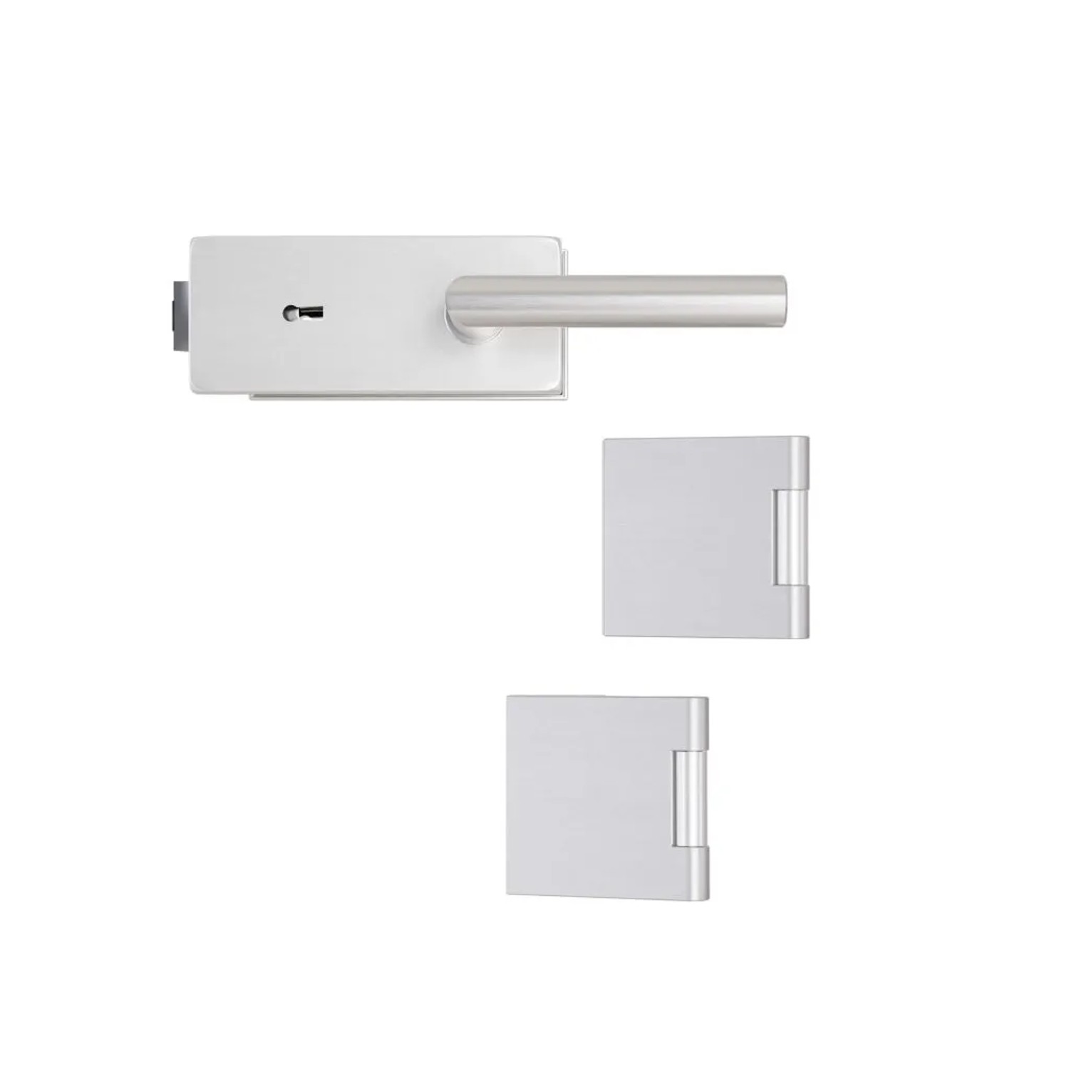 Hansaglas Glastürbeschlag Studio/Office Buntbartschloss Eckig Glastür Beschlag-Set Aluminium