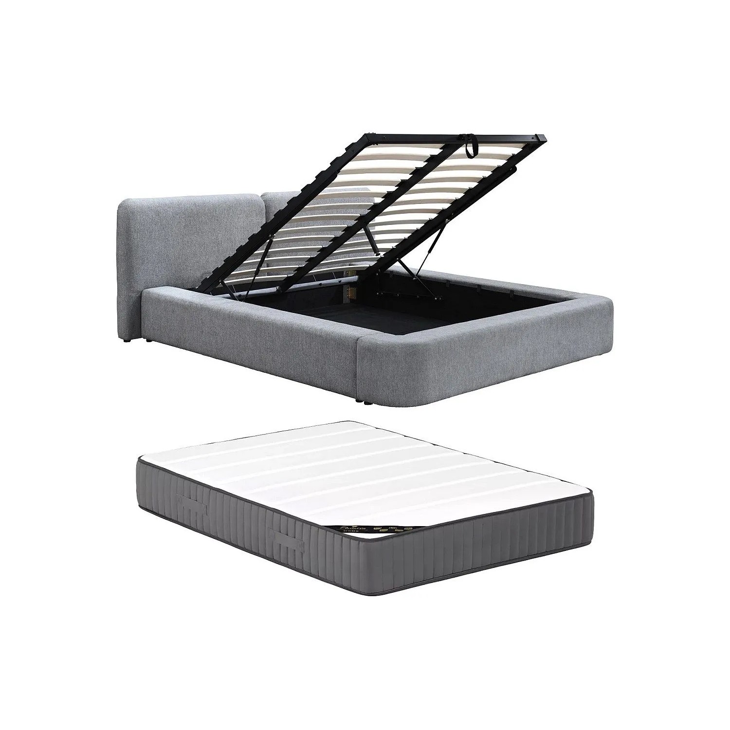 Vente-unique Bett Mit Bettkasten Judalo Grau 241 cm