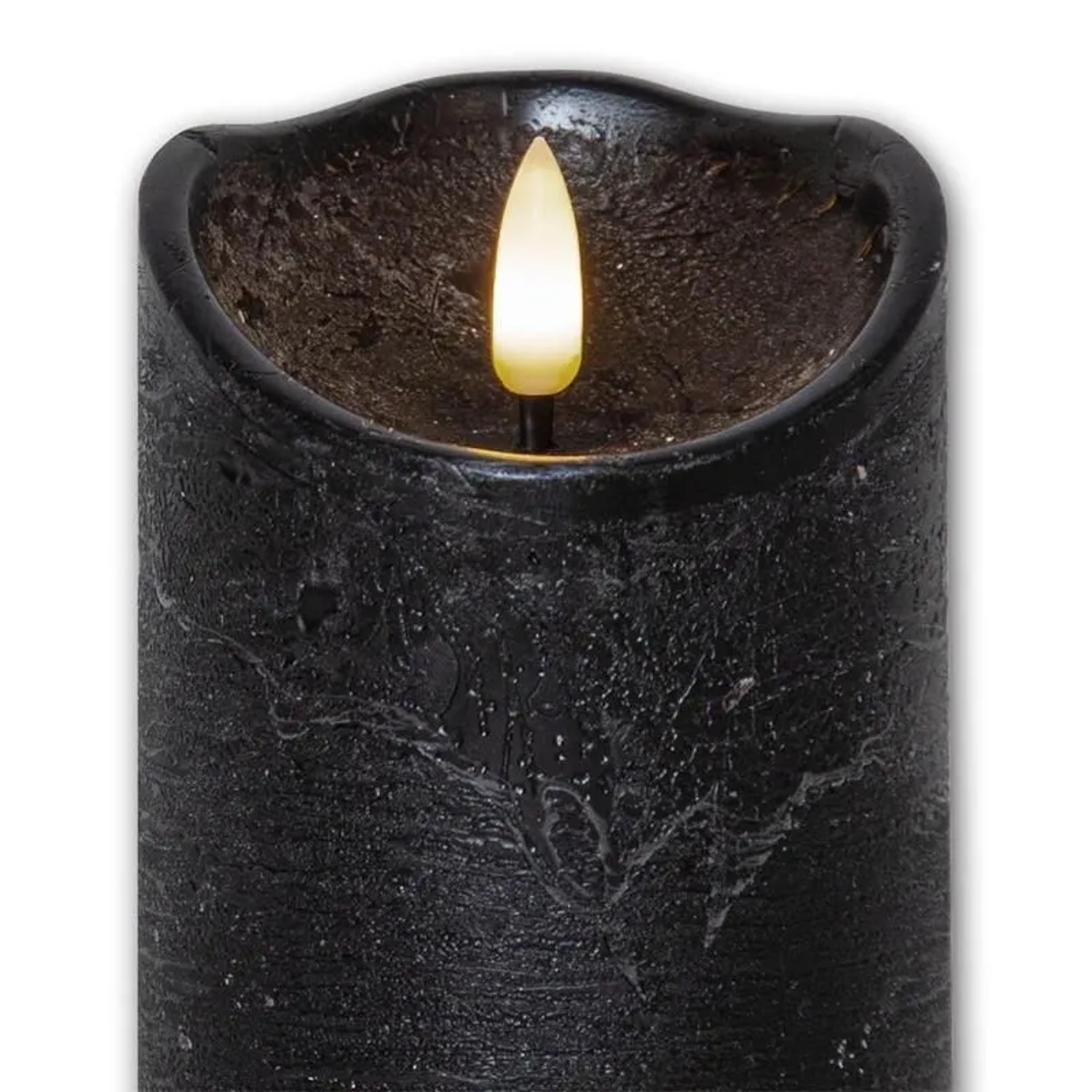 Star Trading LED Echtwachs-Kerze 3D FLAMME RUSTIC 125cm Schwarz