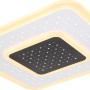 Weiße, dimmbare LED-Deckenleuchte Gisell von Globo, 46x46cm, mit Sternenmuster und Fernbedienung.