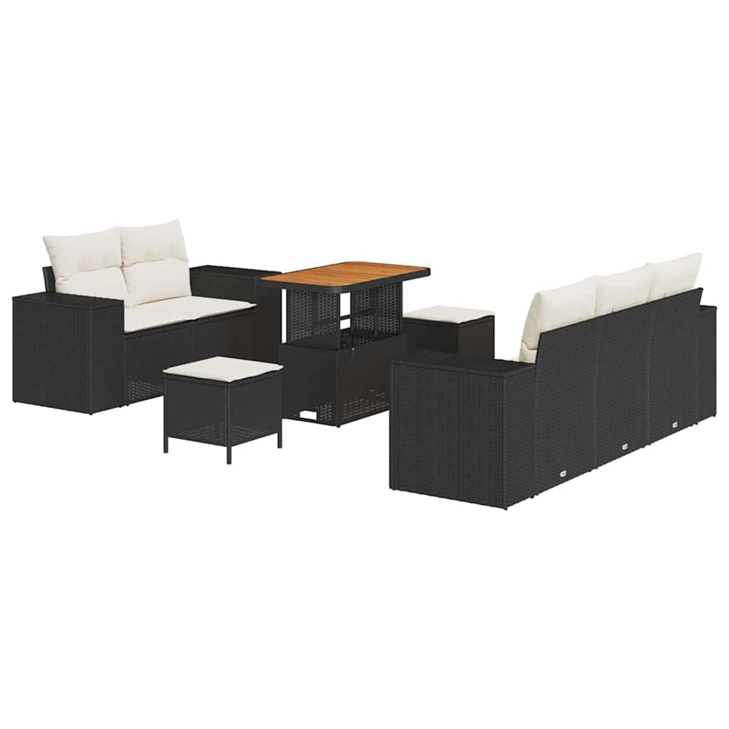 vidaXL Garten-Sofa-Set 8-Tlg Schwarz Poly Rattan 3361950 günstig online kaufen