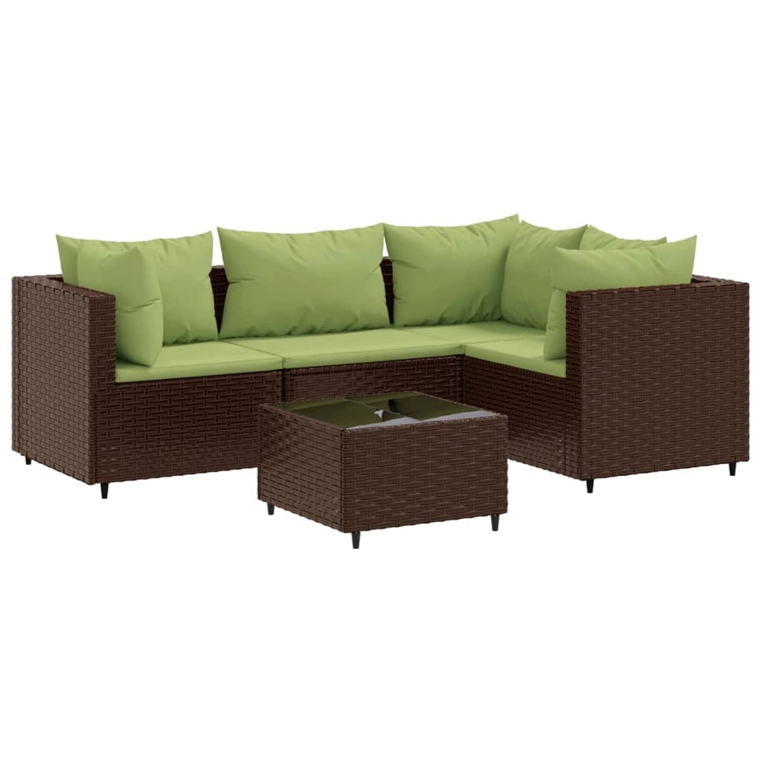 vidaXL 5-tlg Garten-Lounge-Set mit Kissen Braun Poly Rattan Modell 5 günstig online kaufen