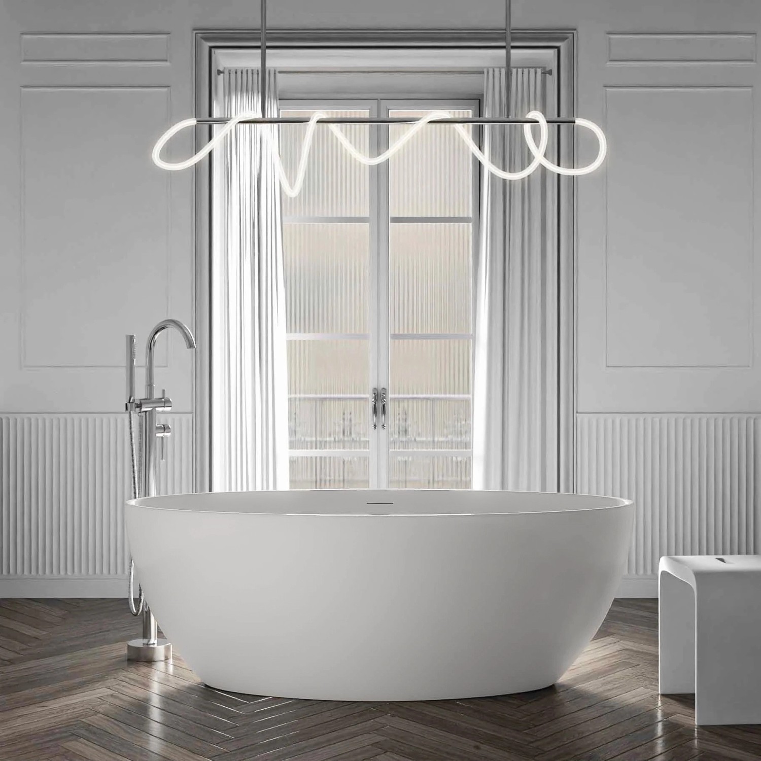 Bernstein Freistehende Badewanne TERRA 2.0 Acryl Weiß Matt 160x80 cm