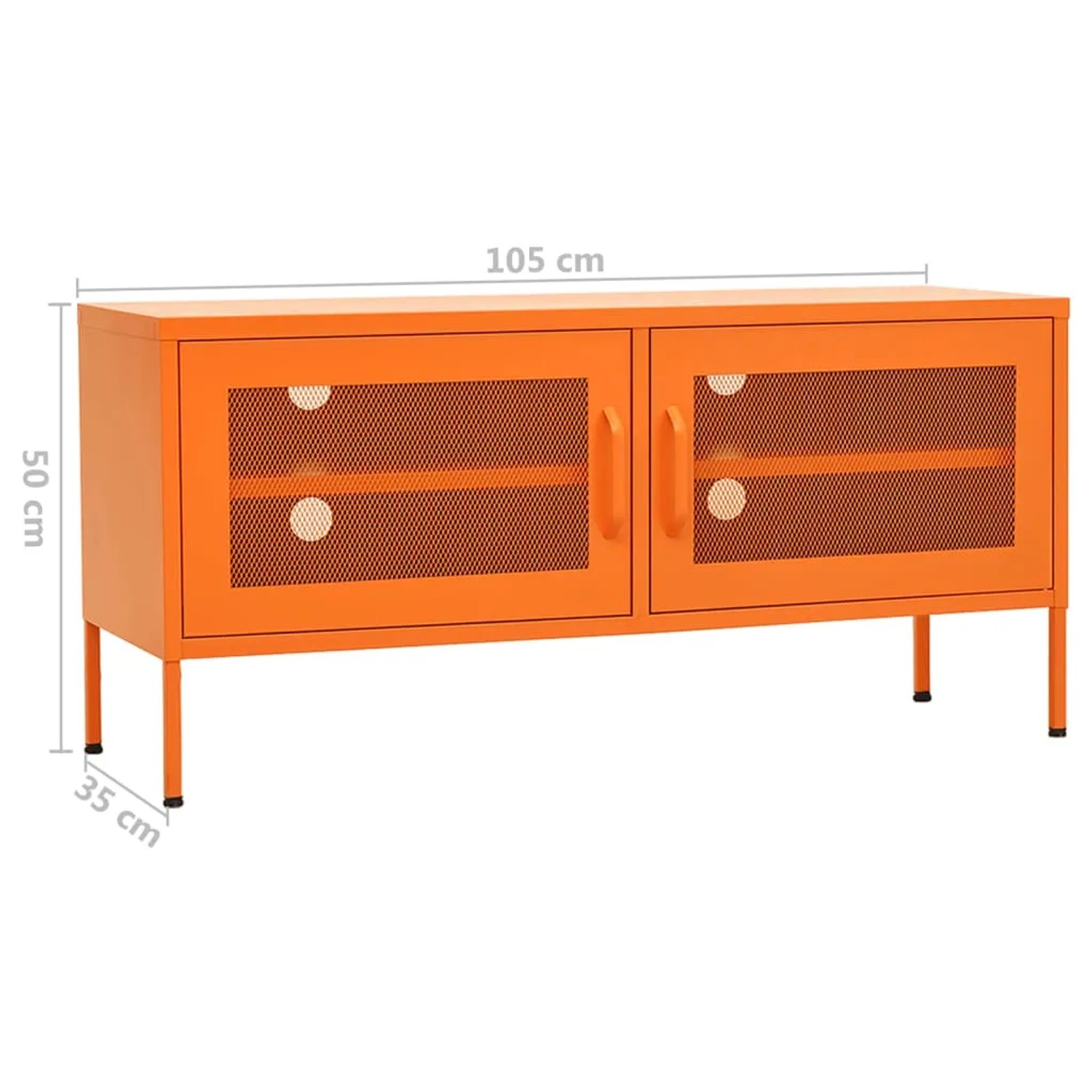 VidaXL TV-Schrank, orange, 105x35x50 cm, Stahl, mit Gittertüren und Füßen.
