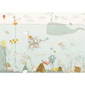 Komar Fototapete Vlies Underwater (350x250 cm) mit Unterwasserwelt-Motiv für Kinderzimmer.