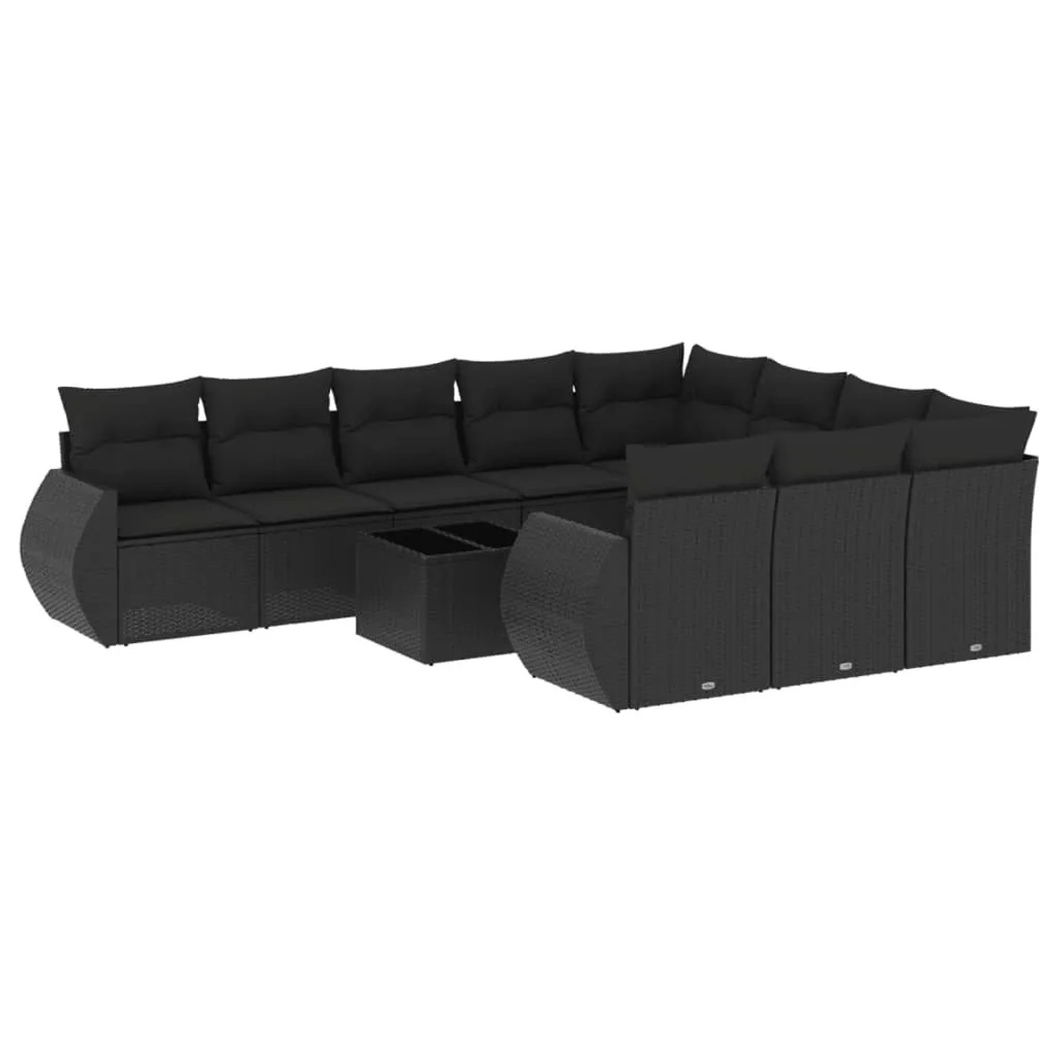 vidaXL 11-Tlg Garten-Sofagarnitur mit Kissen Schwarz Poly Rattan 3221894 günstig online kaufen