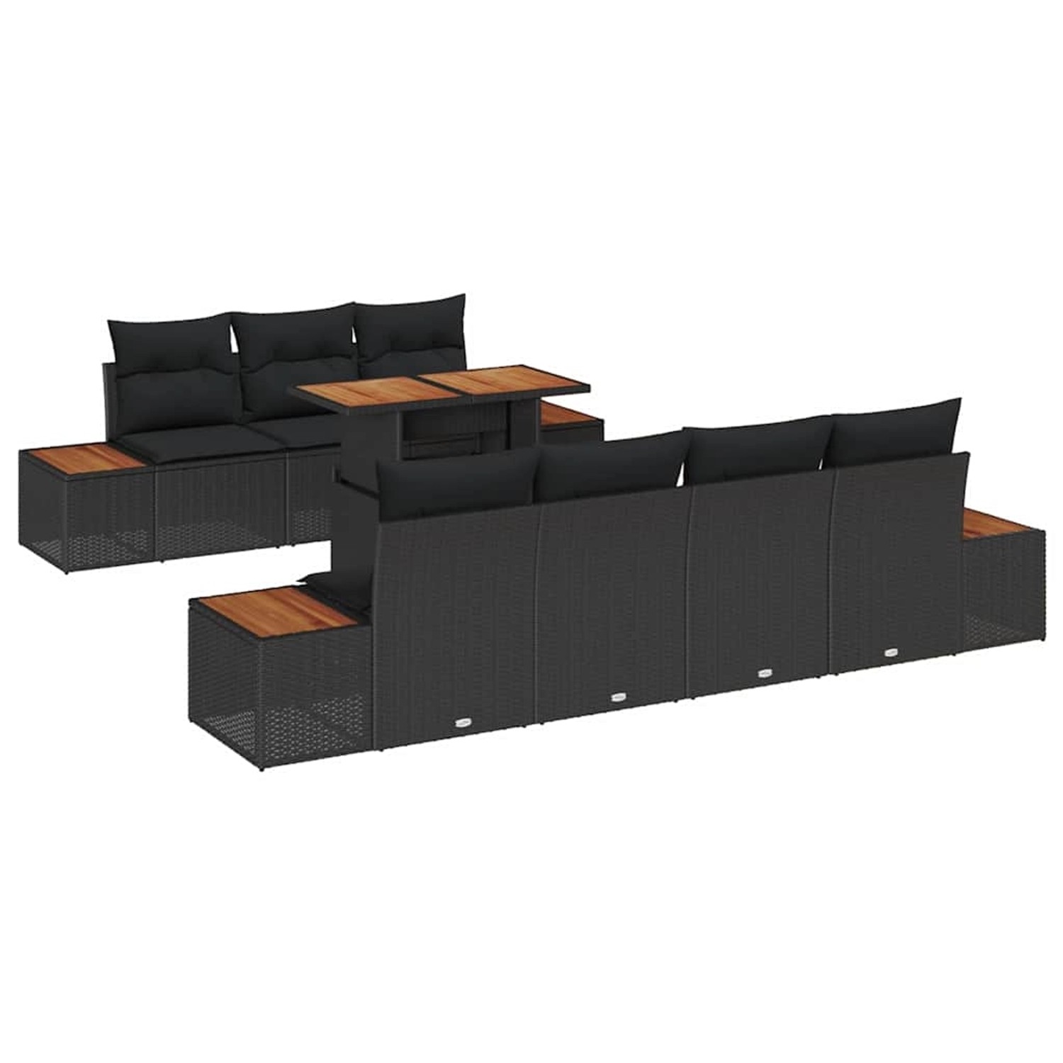 vidaXL Garten-Sofa-Set mit Speicher 8-Tlg Schwarz Poly Rattan 3358777 günstig online kaufen