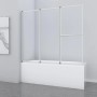 Aurlane Badewannenfaltwand Silver Comfort, 3-teilig, Chrom, auf Badewanne montiert.