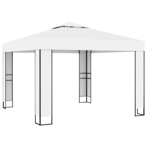 Weißer vidaXL Pavillon mit Doppeldach, 3x3 m, ideal für Gartenpartys und als Sonnenschutz.