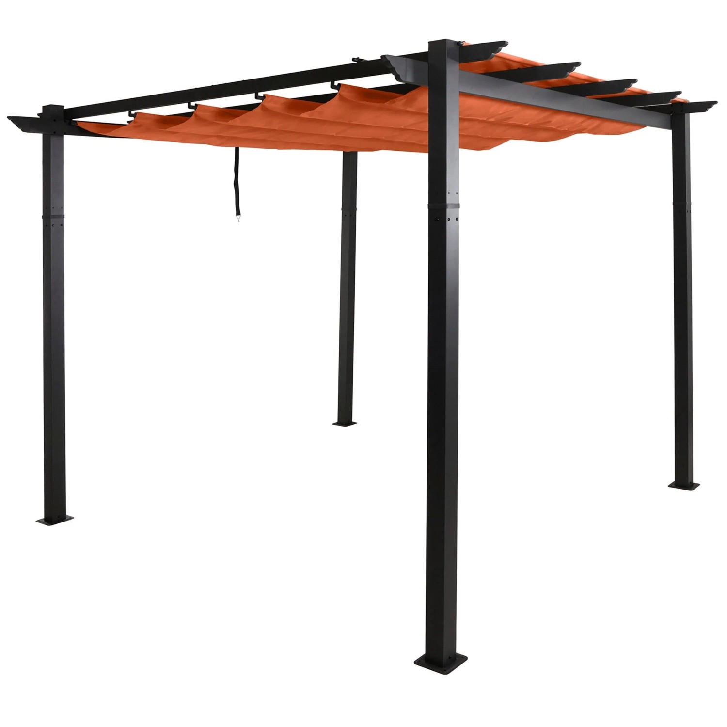 BERLINLODGE Aluminium Pergola Stabiles 8cm-Gestell Schiebedach UV50 Und BxT 3x3m Terrakotta Gartenpavillon Pavillon Garten
