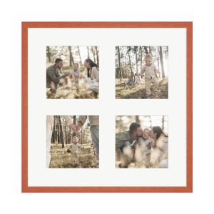 WANDStyle Galerierahmen in Kirschbaum für 4 Fotos (13x13 cm). Quadratischer Multi-Bilderrahmen.