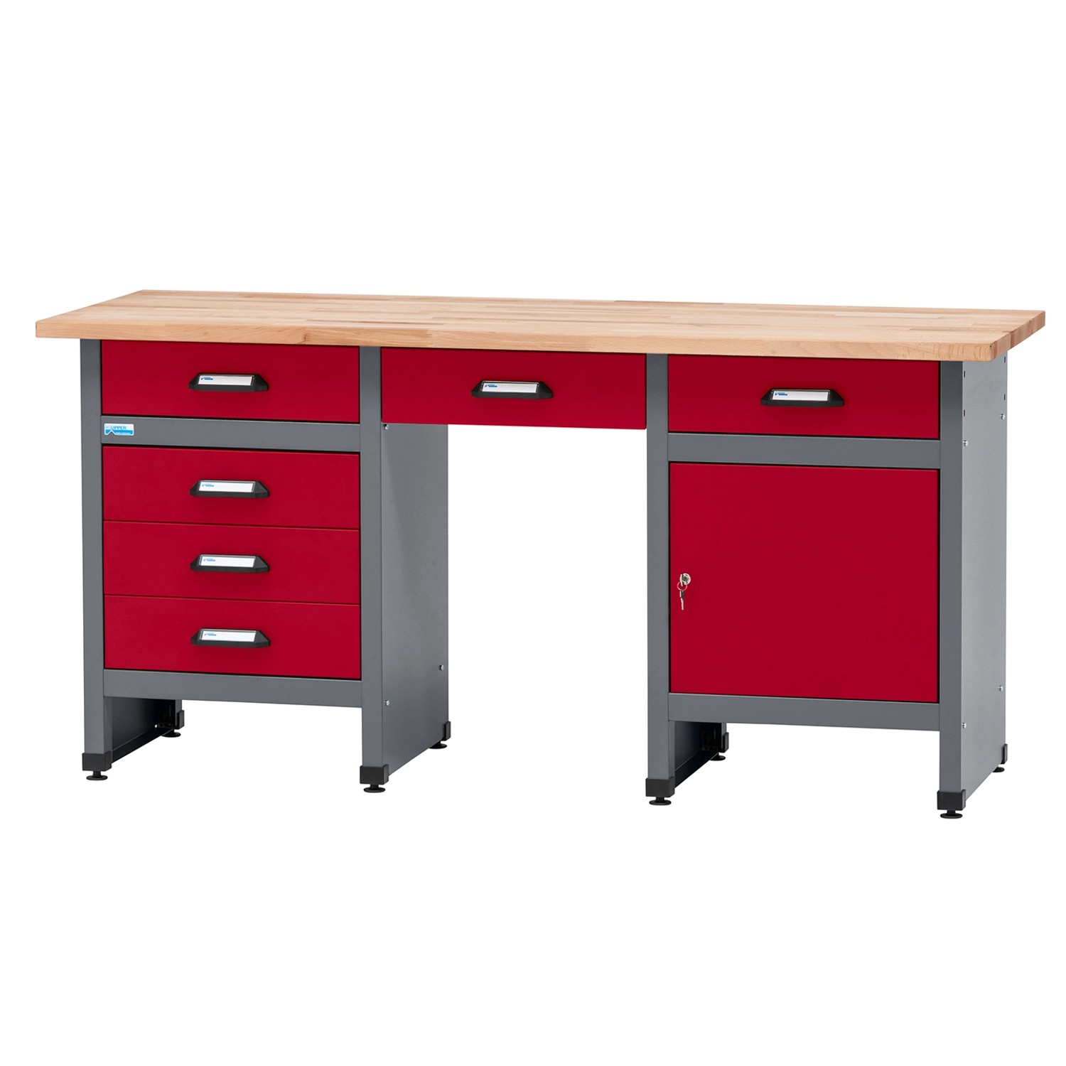 Küpper Werkbank Eintürig 6 Schubladen Sitzraum 84 x 170 x 60 cm Dunkelrot günstig online kaufen