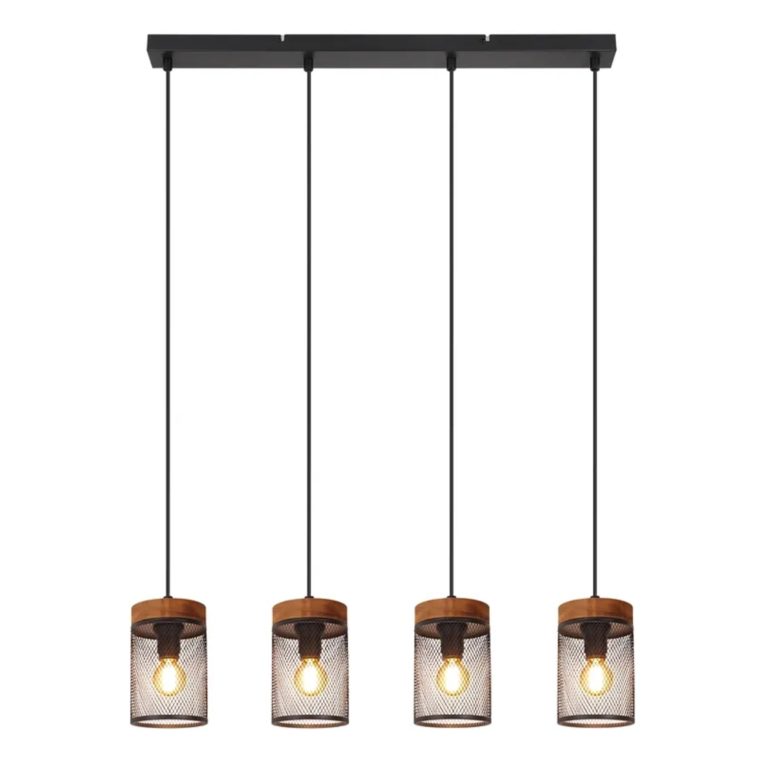 Nettlife Yeaman Pendelleuchte aus Metall Schwarz L 65 cm