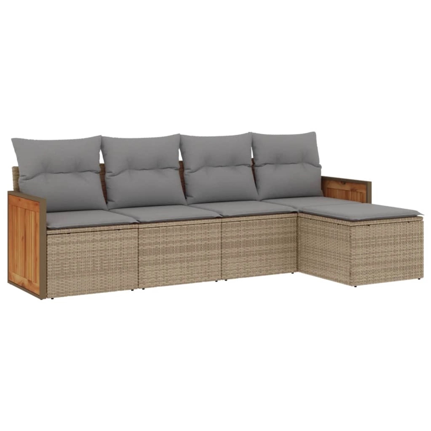 vidaXL 5-Tlg Garten-Sofagarnitur mit Kissen Beige Poly Rattan 3227599 günstig online kaufen