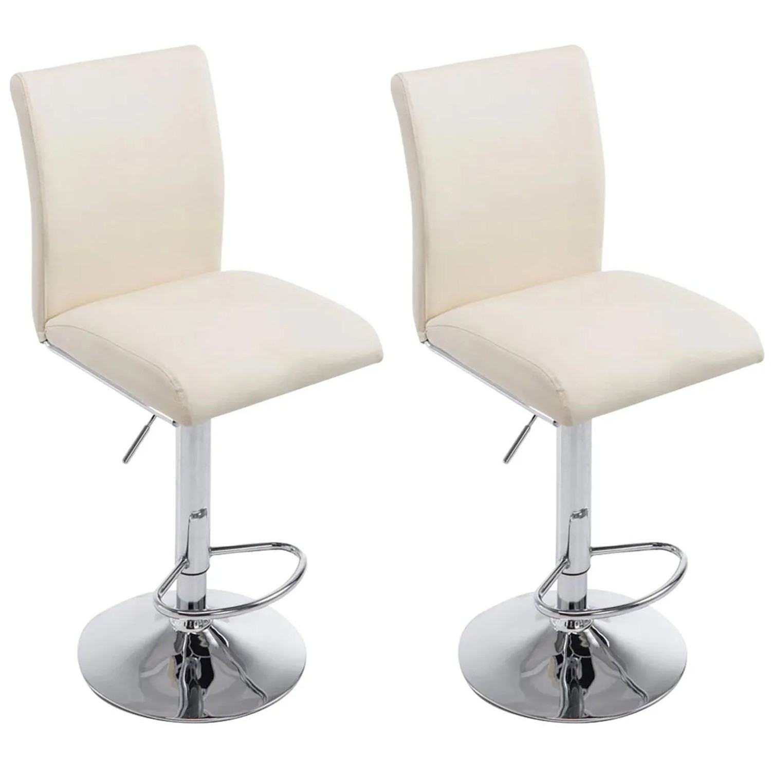 DELUKE 2er Set Barhocker BIRID Kunstleder Creme 38,5x47x94,5cm Barstuhl Höhenverstellbar Mit Lehne Drehbar Tresenhocker ...