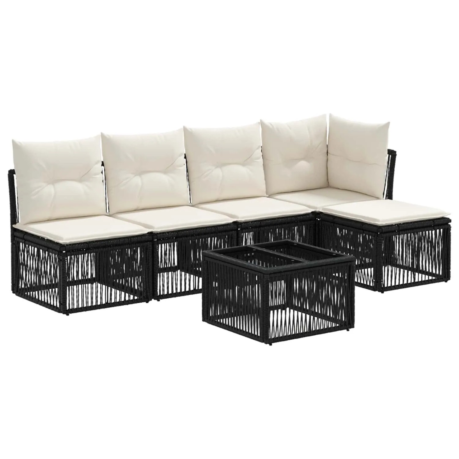 vidaXL Gartensofa-Set 6-Tlg Schwarz Poly-Rattan 3434194