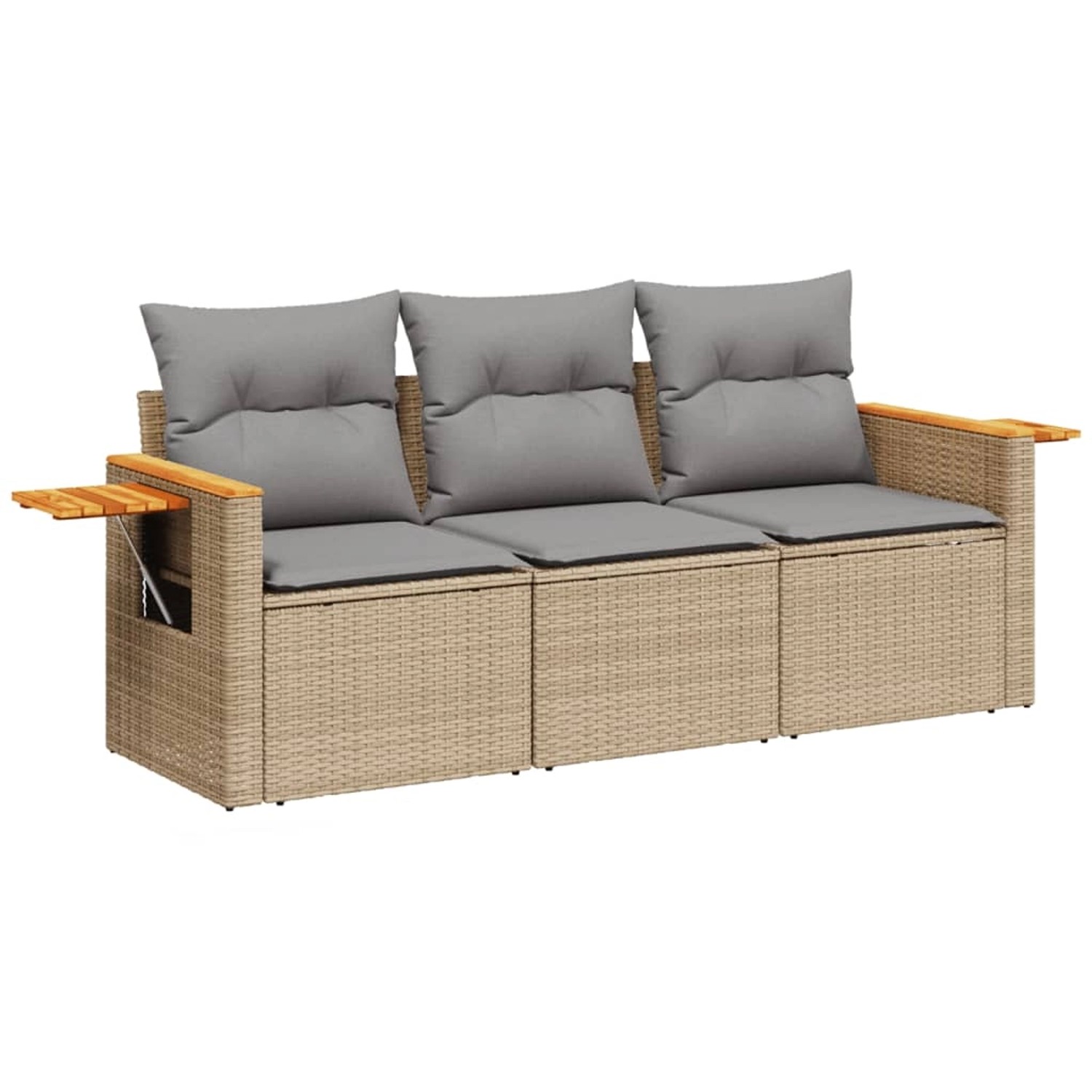 vidaXL 3-tlg Garten-Sofagarnitur mit Kissen Beige Poly Rattan Modell 18 günstig online kaufen