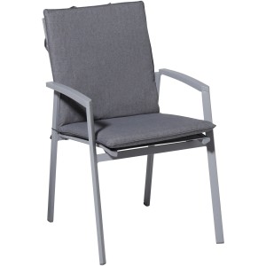 Madison Stapelstuhl mit Auflage Oxford Grey, 97x49 cm, für hohen Sitzkomfort im Garten.