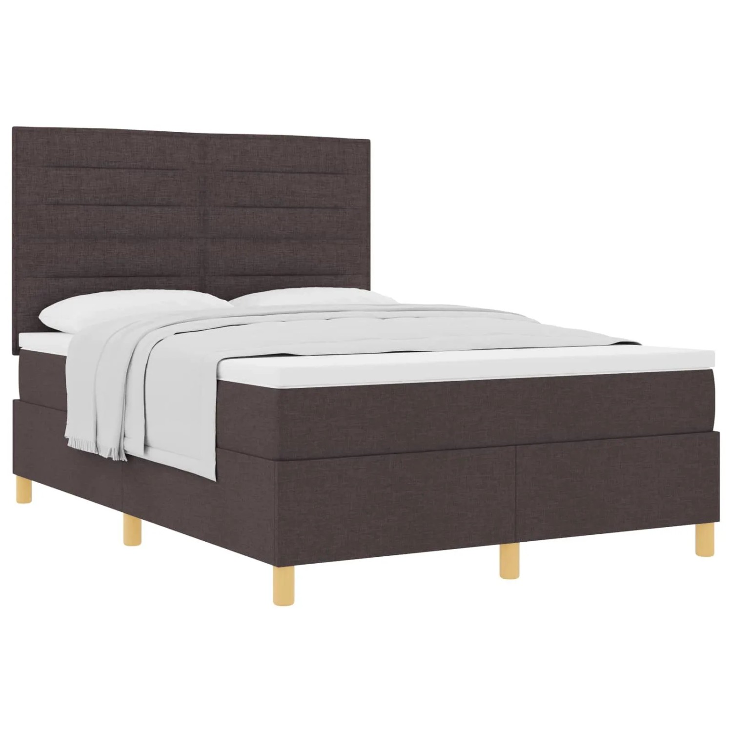 vidaXL Boxspringbett mit Matratze Dunkelbraun 140 x 190 cm Stoff 3339542