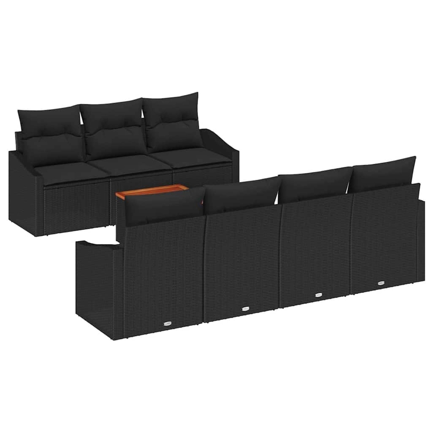 vidaXL Garten-Sofa-Set mit Kissen 8-Tlg Schwarz Poly Rattan 3347793 günstig online kaufen