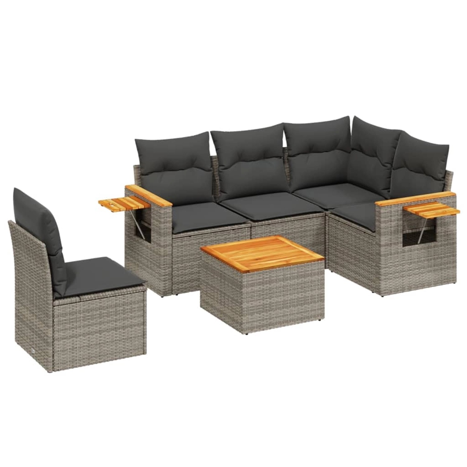 vidaXL 6-Tlg Garten-Sofagarnitur mit Kissen Grau Poly Rattan 3259225 günstig online kaufen
