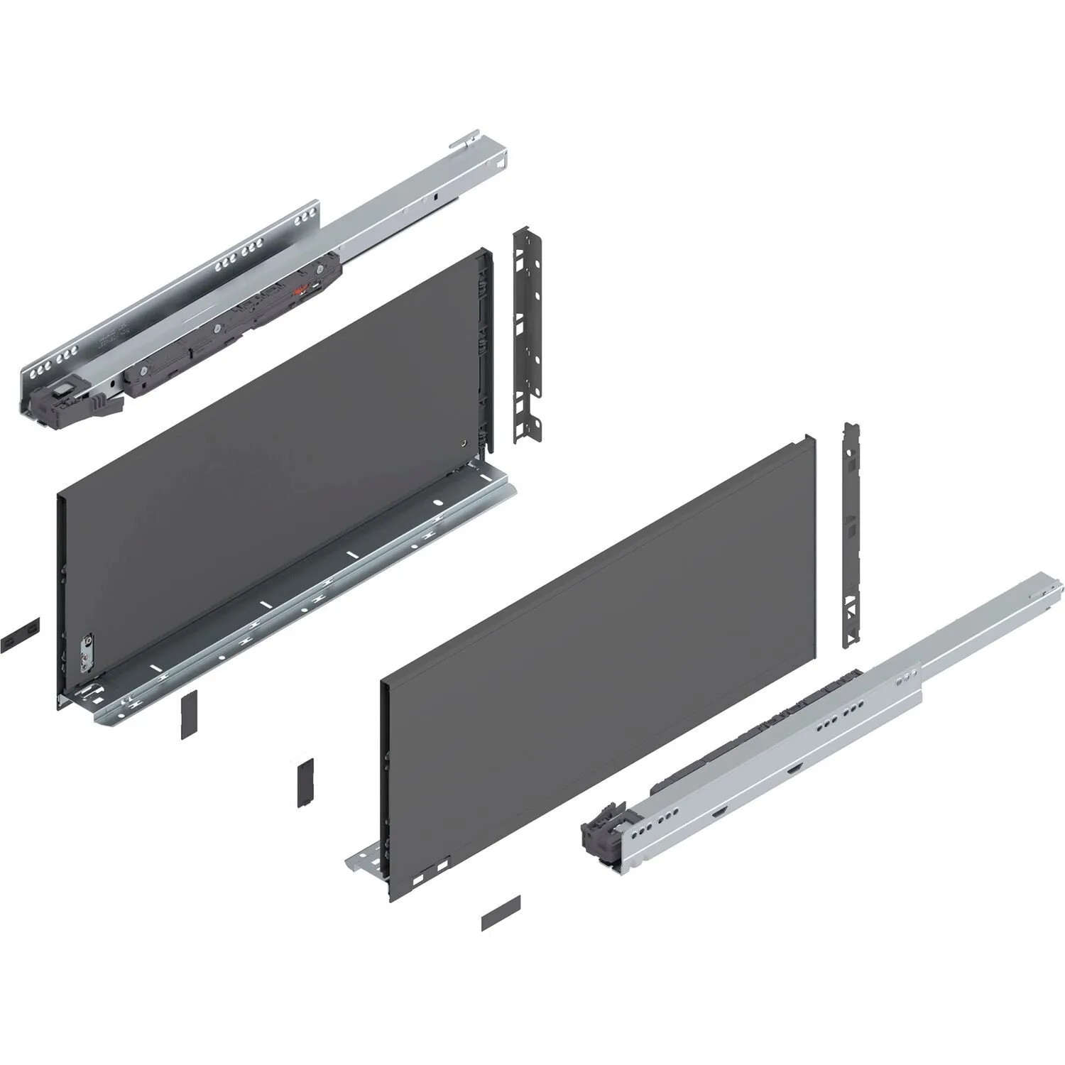 Blum Legrabox Pure Set Höhe F Tip-On Vollauszug 550 mm 40 kg Oriongrau 1 Paar