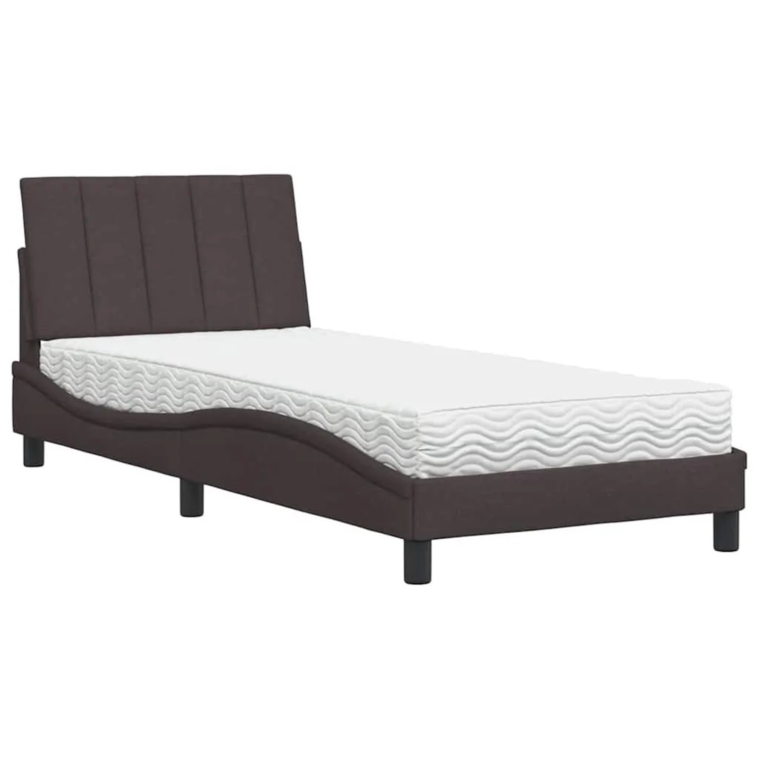 vidaXL Bett mit Matratze Dunkelbraun 90x190 cm Stoff 3310499