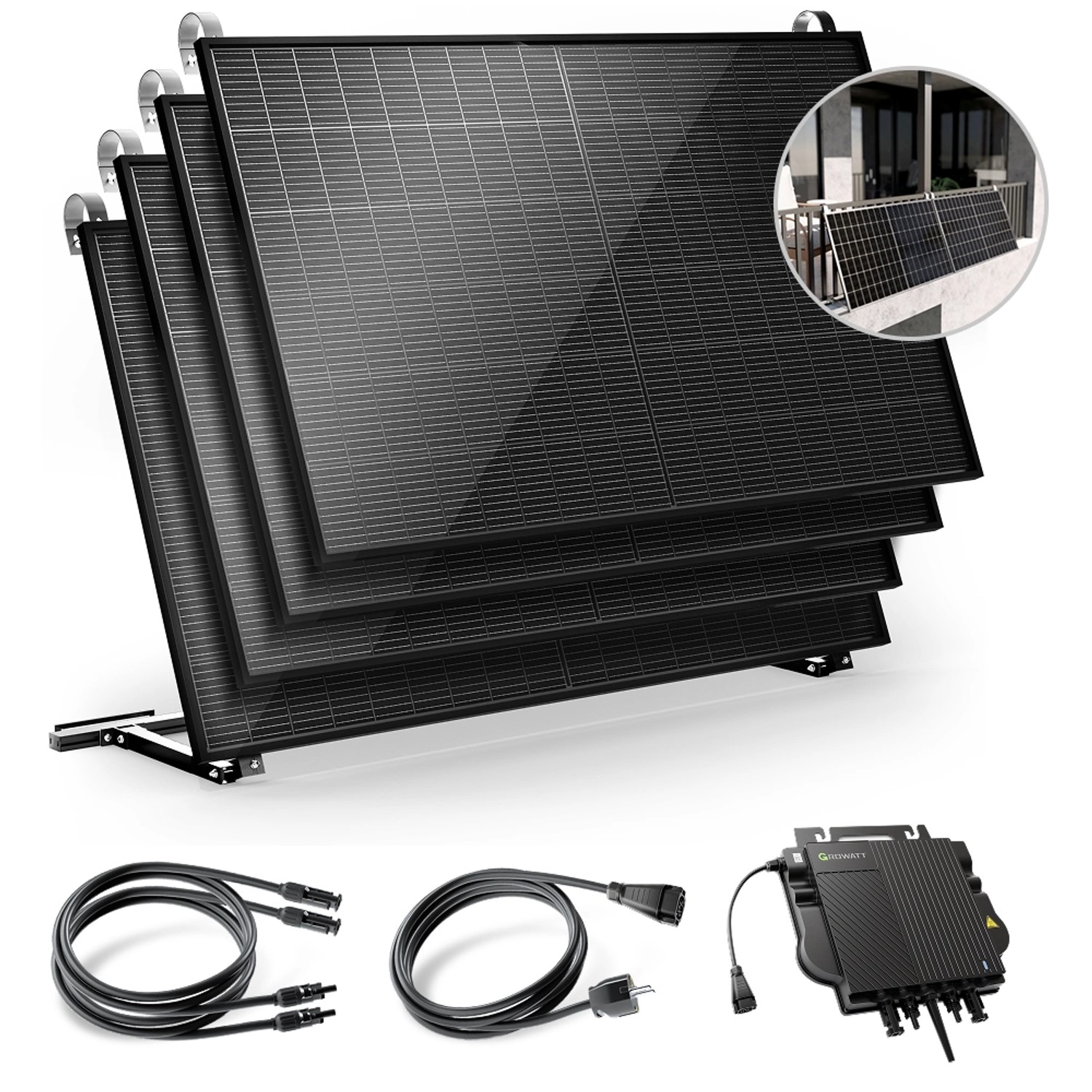 Solakon Balkonkraftwerk 2000W Solaranlage mit Balkonhalterung Steckerfertig günstig online kaufen