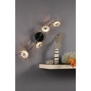Silberne LED-Deckenleuchte Bloom-Spots, 4-flammig, im floralen Design.