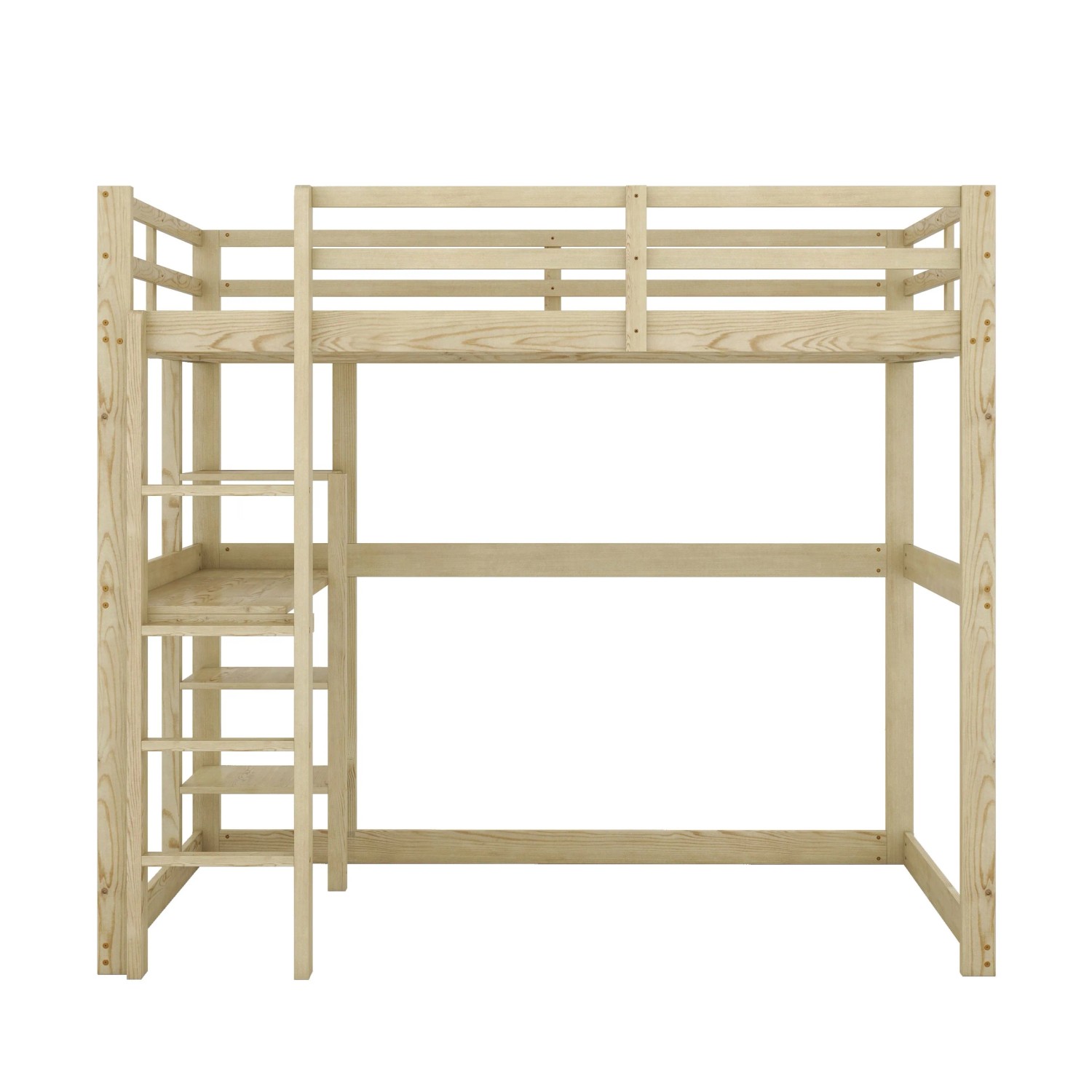 Merax Kinder Hochbett 140x200 cm Mit Stauraum 4 Ablagefächern Schreibtisch Natur