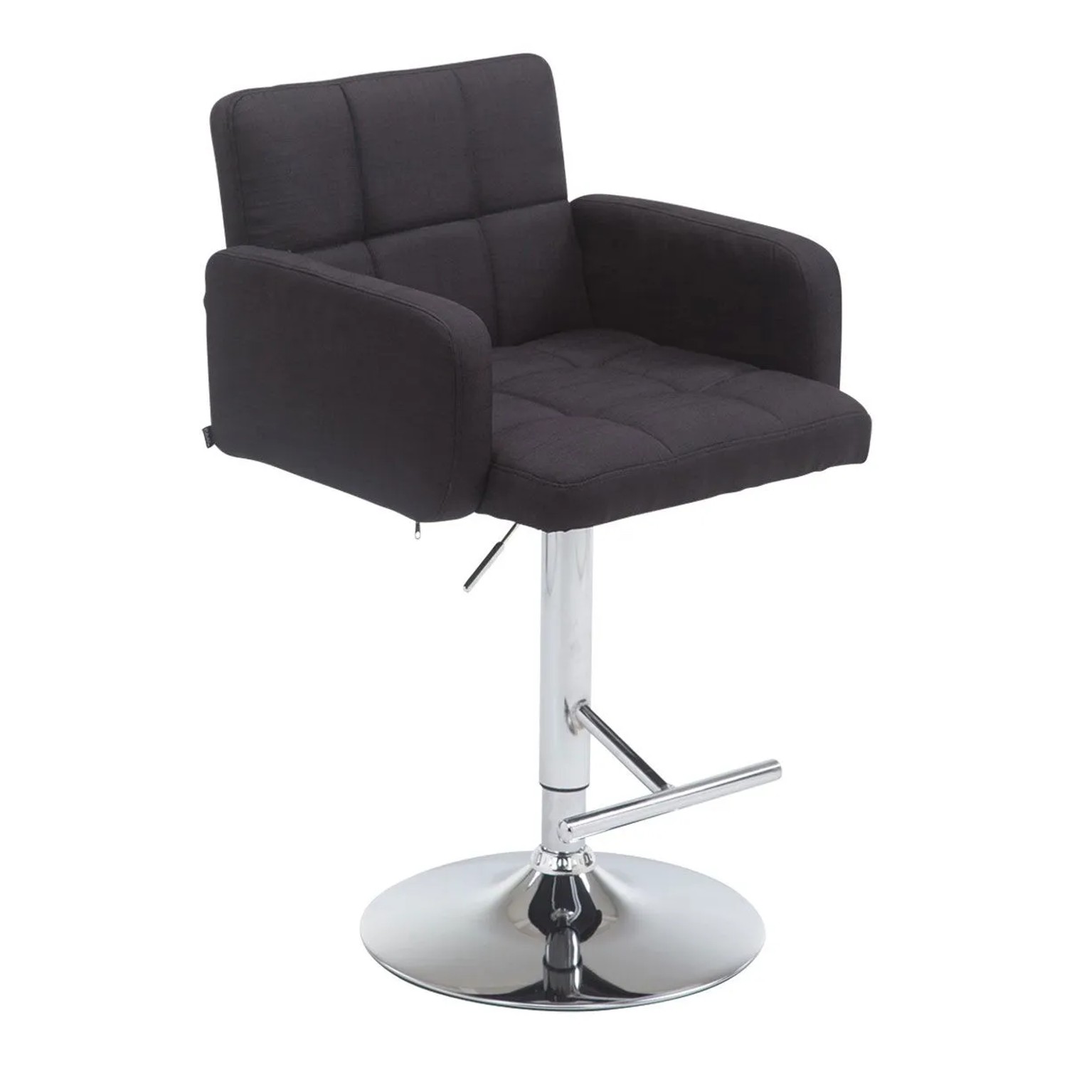 DELUKE Barhocker SUTUN Stoff Schwarz 60x56x93cm Silber Barstuhl Höhenverstellbar Mit Lehne Drehbar Tresenhocker Tresenstuhl