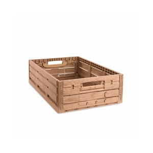 Braune PROREGAL Klappbox Active Lock im Holzdekor, 40x60x16,5cm, 33,2 Liter Volumen.