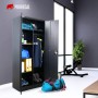 PROREGAL Flügeltürenschrank ELEPHANT Mit 2 Türen Abschließbar HxBxT 180x80x40cm 6 Fächern & Kleiderstange Stahl Pulverbeschichtet Schwarz Spind_6