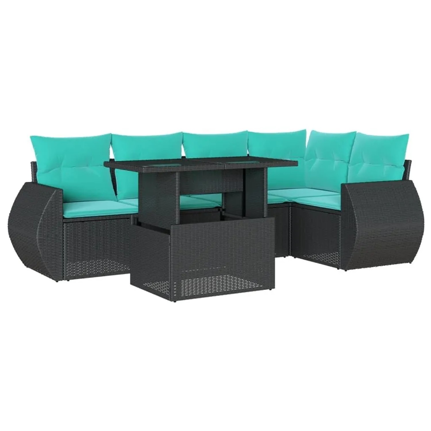 vidaXL 6-Tlg Gartensofa-Set mit Kissen Schwarz Polyrattan 3268517 günstig online kaufen