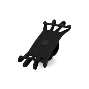 Schwarze Fischer Smartphonehalterung aus Silikon mit 360° Drehfunktion für Fahrräder.