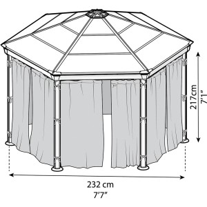 Anthrazitfarbenes Vorhangset für sechseckigen Roma/Milano Pavillon von Palram - Canopia.