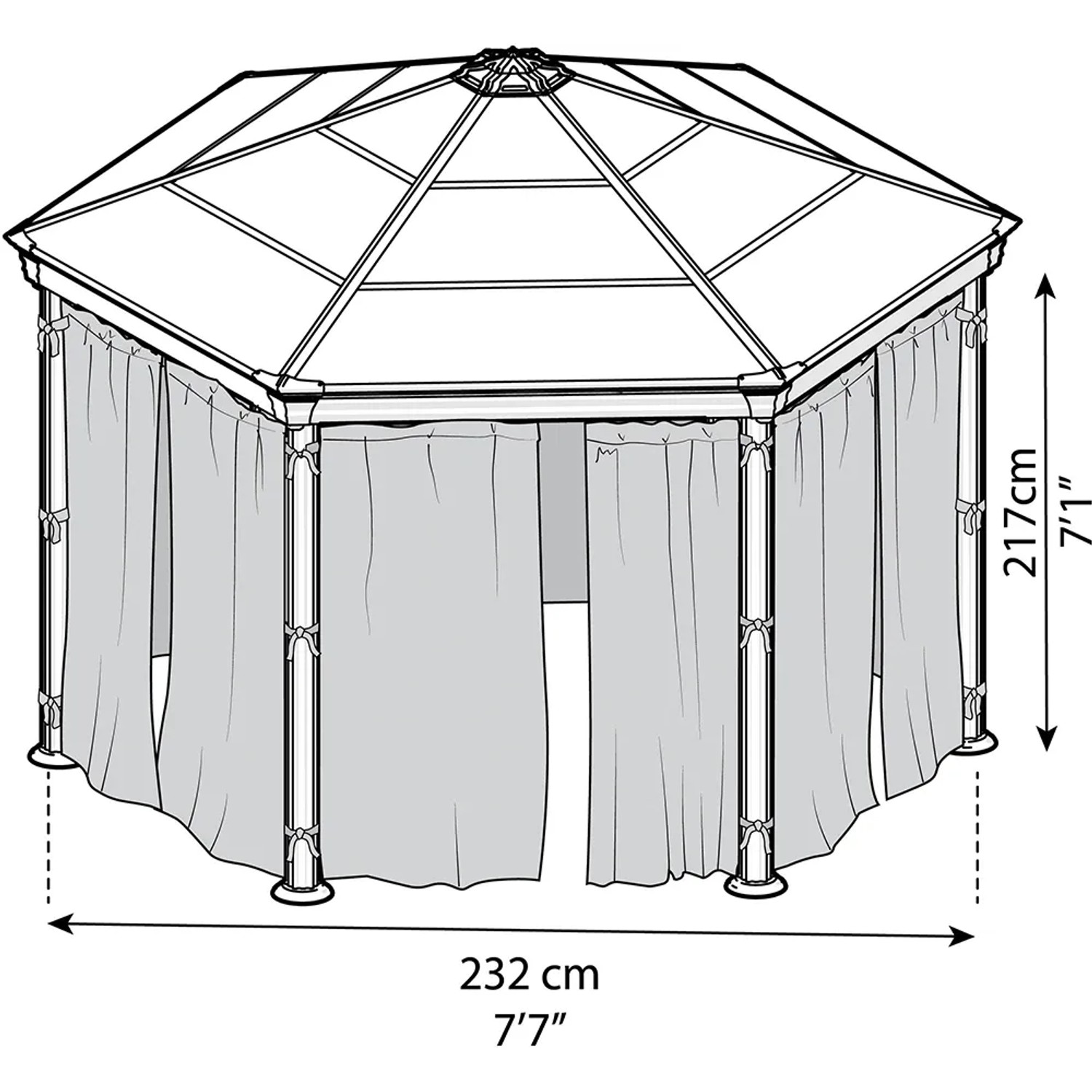 Anthrazitfarbenes Vorhangset für sechseckigen Roma/Milano Pavillon von Palram - Canopia.