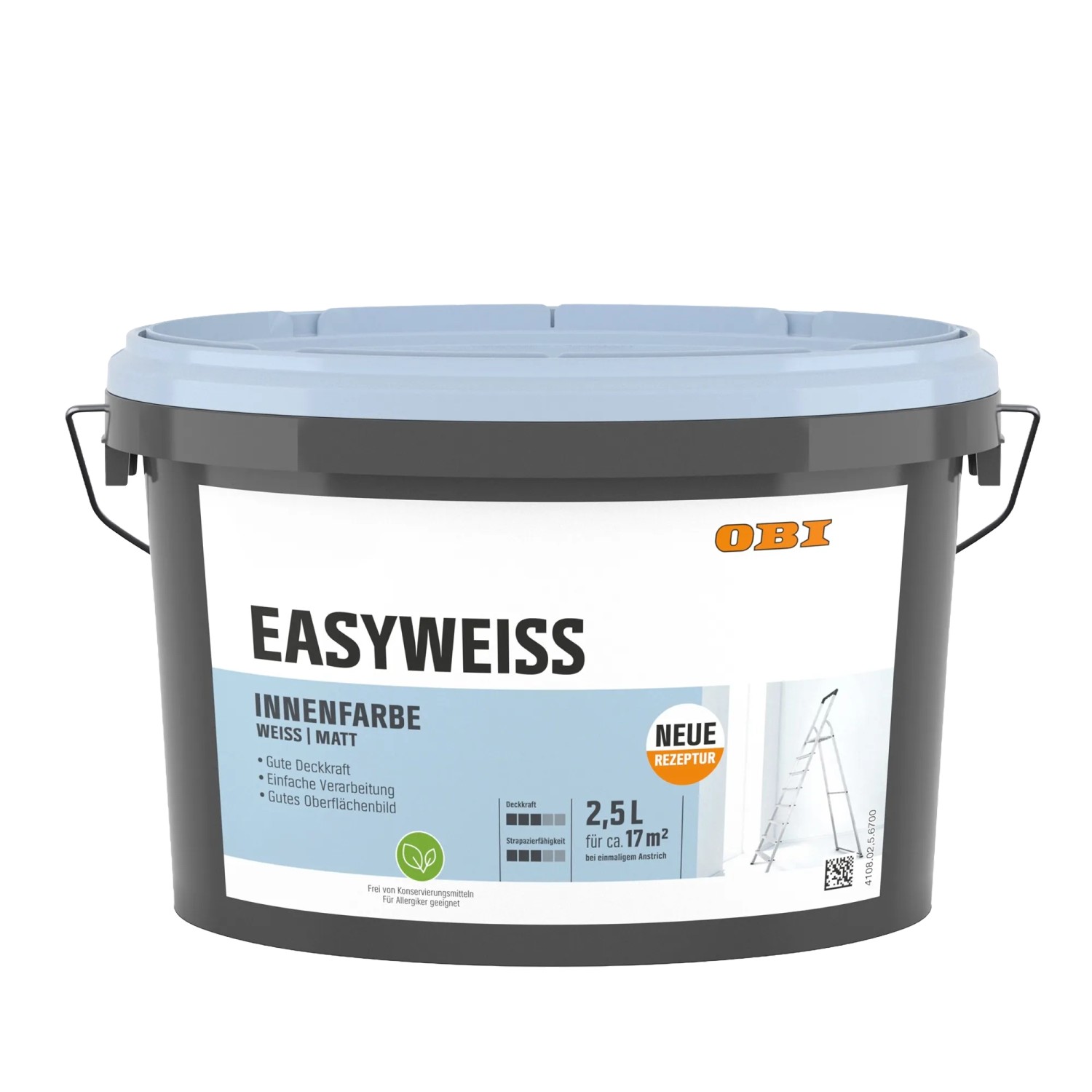 OBI Wandfarbe Easyweiss Weiß Matt 2,5 l