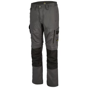 Hans Schäfer Smarthose Artemis, Gr. 48, grau-schwarz. Workwear Hose mit Taschen und Cordura-Verstärkung.