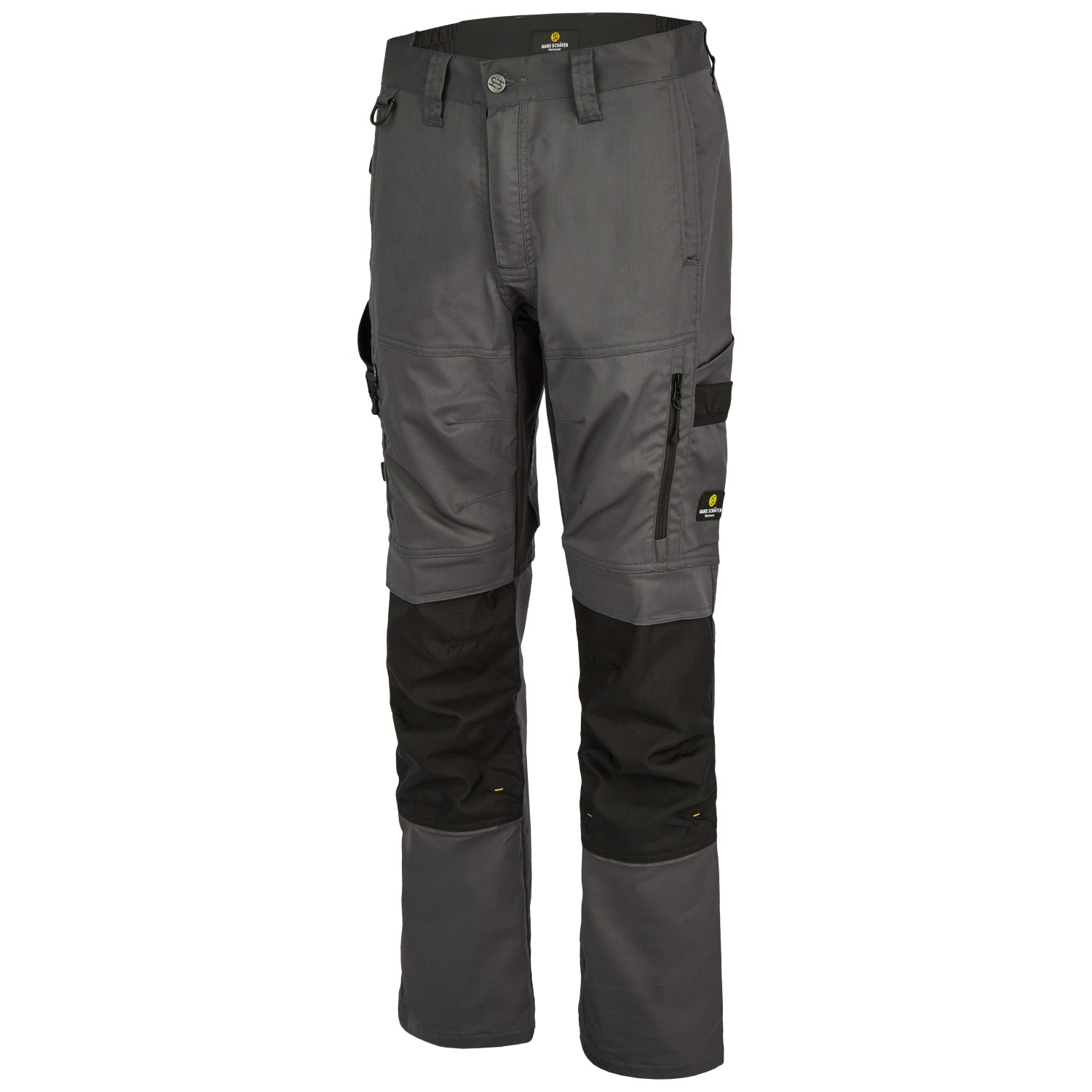 Hans Schäfer Smarthose Artemis, Gr. 48, grau-schwarz. Workwear Hose mit Taschen und Cordura-Verstärkung.